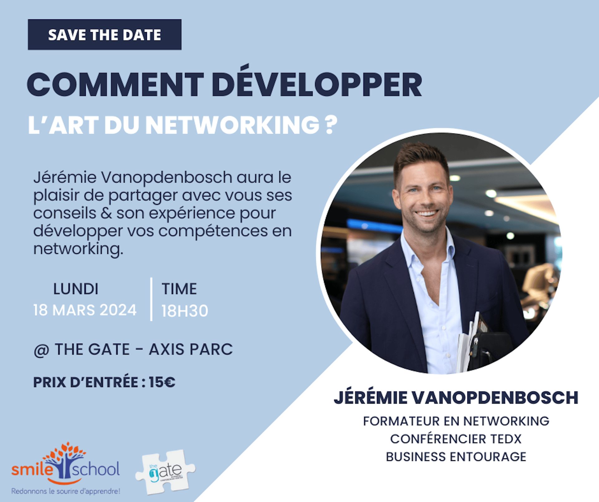 Visuel d'annonce de la conférence de Jérémie Vanopdenbosch